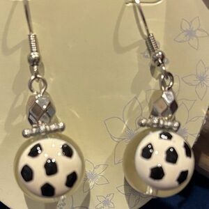 Soccer Ball Dangle Earrings -‎ Black and White